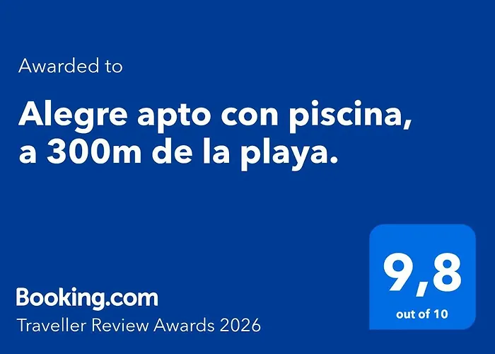 Alegre apto con piscina, a 300m de la playa.